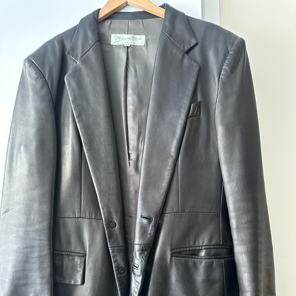 Michael Max Men's Black Leather Blazer